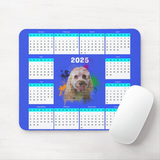 Aanpasbare Schattigee Cavapoo hondenkalender Muismat (Met muis)