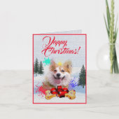 Aanpasbare Schattigee Corgi Dog Yappy Xmas Kaart (Voorkant)