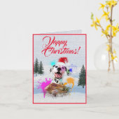 Aanpasbare Schattigee Dalmatische Hond Yappy Xmas Kaart (Gele Bloem)