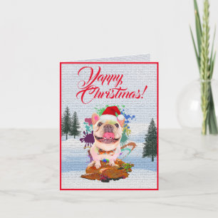 Aanpasbare Schattigee Frenchie Dog Yappy Xmas Kaar Kaart