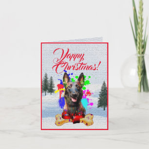 Aanpasbare Schattigee Malinois Dog Christmas Kaart