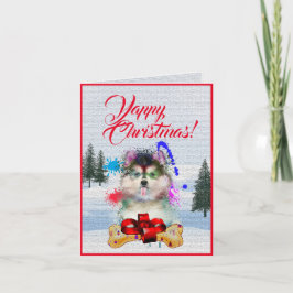 Aanpasbare Schattigee Pomsky Dog Yappy Christmas K Kaart
