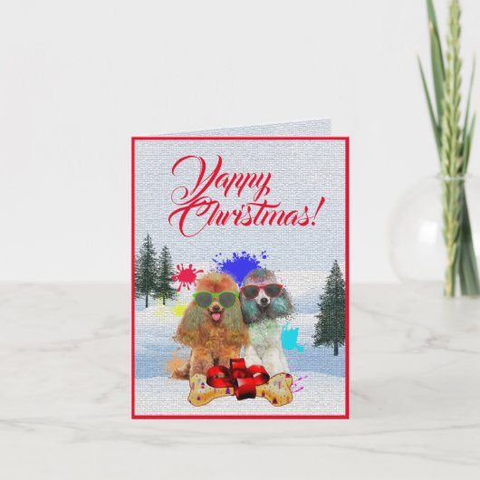 Aanpasbare Schattigee Poodle Dog Christmas Kaart (Voorkant)