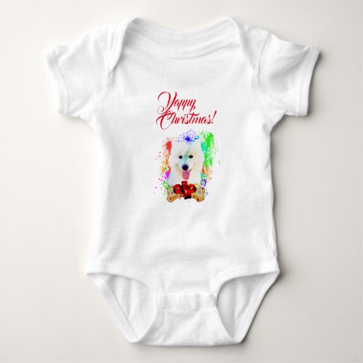 Aanpasbare Schattigee Samoyed Dog Yappy Christmas Romper (Voorkant)