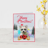 Aanpasbare Schattigee Westie Dog Christmas Kaart (Gele Bloem)