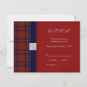 Aanpasbare Schotse Plaid Keltische Antwoordkaart RSVP Kaartje