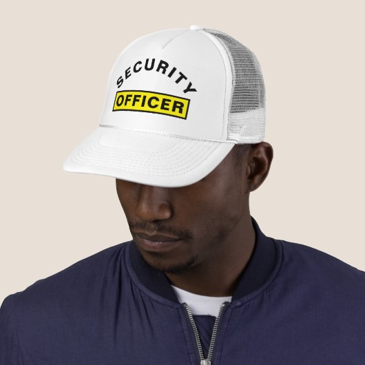 Aanpasbare SECURITY OFFICER Tekst Statement Wit Trucker Pet (In situ)