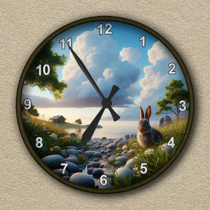 Aanpasbare Serene Konijn Klok Achtergrond
