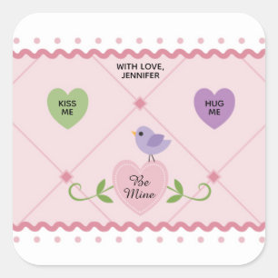 Aanpasbare Snoephartjes Valentijn Vierkante Sticker