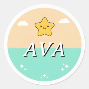 Aanpasbare sticker met kindernaam – Lachende ster 