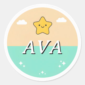Aanpasbare sticker met kindernaam – Lachende ster