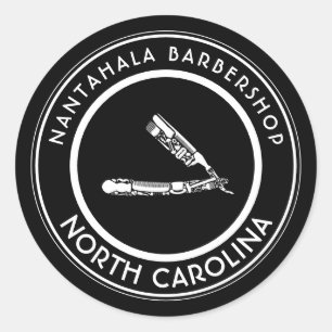 aanpasbare streepjesbershop razor icons klassieke  ronde sticker