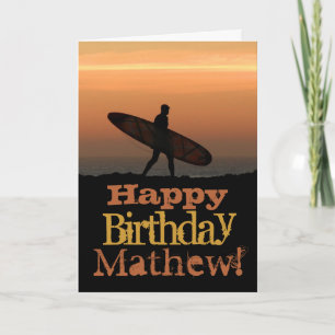 Aanpasbare Surfer Birthday-kaart Kaart