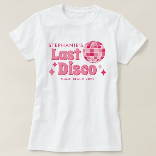 Aanpasbare T-shirts met Bachelorette Disco-thema (Design voorkant)