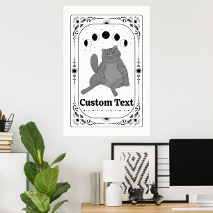 Aanpasbare Tarot Zodiac Hemelse Maan Kat Liefhebbe Poster