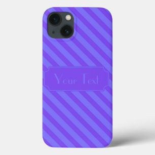 Aanpasbare tekst Diagonaal Violet Paarse Strepen iPhone 13 Hoesje