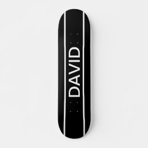 Aanpasbare tekst Stout modern zwart en wit Skateboard