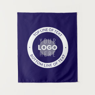 Aanpasbare tekst & uw logo donkerblauw paars wandkleed