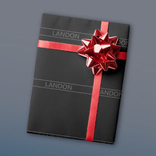 Aanpasbare tekst Vet modern zwart & donkergrijs Cadeaupapier