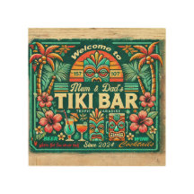 Aanpasbare Tiki Bar Wood Wall Art