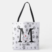Aanpasbare Tote Bag met Katpootafdruk en Monogram (Voorkant)