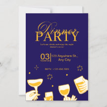 Aanpasbare uitnodigingskaart voor dinerfeest