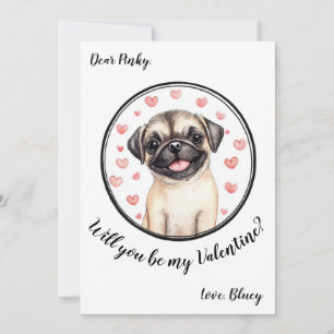 Aanpasbare Valentijnsdag kaart Pug