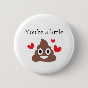 Aanpasbare Valentijnsdag Poo Emoji Ronde Button 5,7 Cm