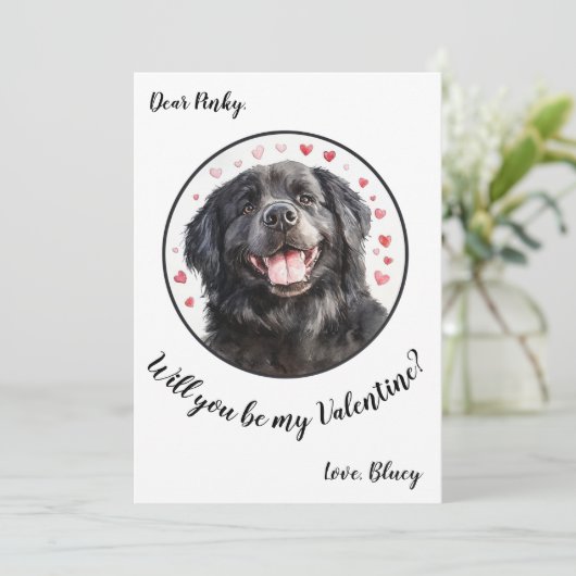 Aanpasbare Valentijnsdagkaart Newfoundland Feestdagenkaart (Staand voorkant)