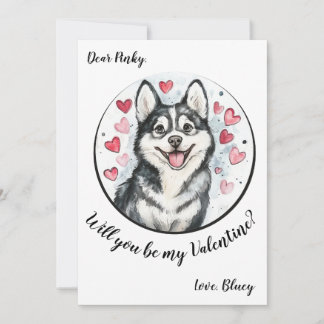 Aanpasbare Valentijnskaart Husky Feestdagenkaart