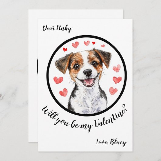 Aanpasbare Valentijnskaart Jack Russel Feestdagenkaart (Voorkant / Achterkant)