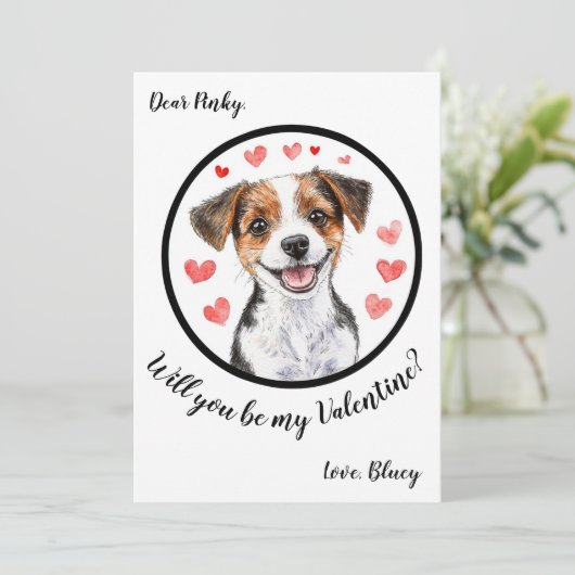 Aanpasbare Valentijnskaart Jack Russel Feestdagenkaart (Staand voorkant)