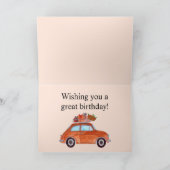 Aanpasbare Verjaardag Retro Fiat 500 Kaart (Binnen)