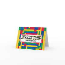 Aanpasbare verjaardags dankkaart voor Baksteen Bou