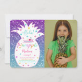Aanpasbare verjaardagsfoto-uitnodiging met ananas kaart (Voorkant)
