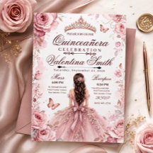 Aanpasbare verjaardagsuitnodiging Quinceañera