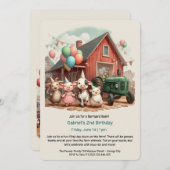 Aanpasbare verjaardagsuitnodiging voor boerderijdi kaart (Voorkant / Achterkant)