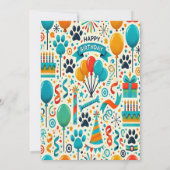 Aanpasbare verjaardagsuitnodiging voor huisdieren kaart (Achterkant)