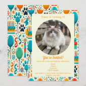 Aanpasbare verjaardagsuitnodiging voor huisdieren kaart (Voorkant / Achterkant)