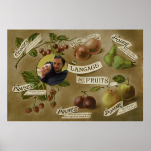Aanpasbare Vintage Romantische Fruit Franse Trouwd Poster