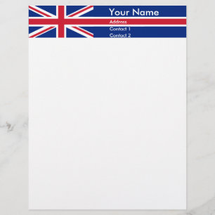 Aanpasbare vlag van het Verenigd Koninkrijk Persoonlijk Briefhoofd