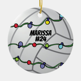 Aanpasbare Volleybal met Kerstverlichting Keramisch Ornament