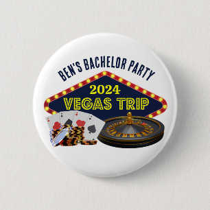 Aanpasbare vrijgezellenfeest Las Vegas reis Casino Ronde Button 5,7 Cm
