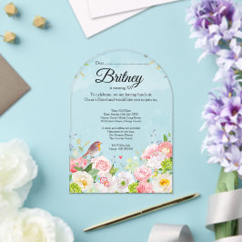 Aanpasbare Vrouw verjaardagsuitnodiging – Clear Acryl Uitnodigingen