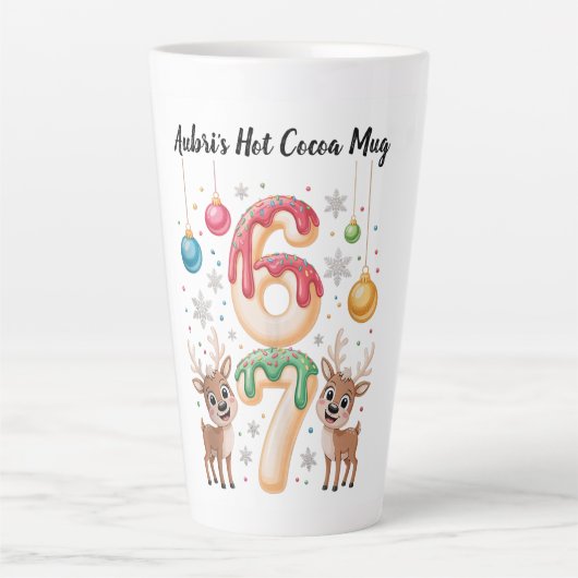 Aanpasbare warme cacaomok – Zoete feestdag meme  Latte Mok (Voorkant)