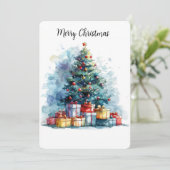 Aanpasbare watercolor kerstboom feestdagenkaart (Staand voorkant)