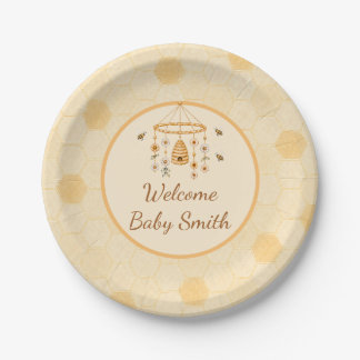 Aanpasbare Welkom Baby Honingraat Papieren Borden Bordje