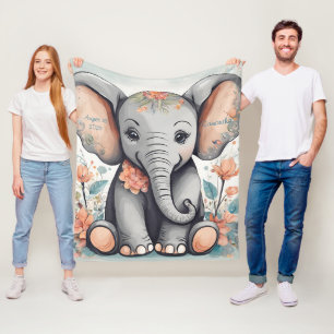 Aanpasbare Whimsical Baby Olifant Fleece Deken