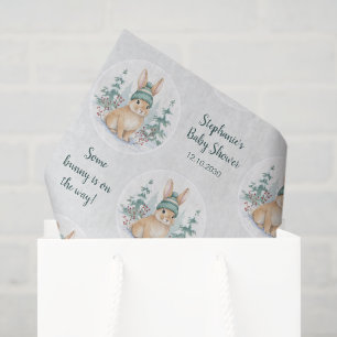 Aanpasbare Winter Bos Konijn Baby Shower Tissuepapier