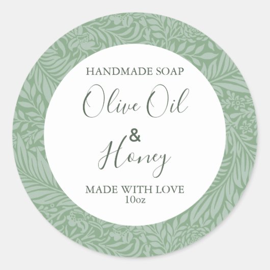 Aanpasbare zeep Label Floral Pattern Olive Oil (Voorkant)